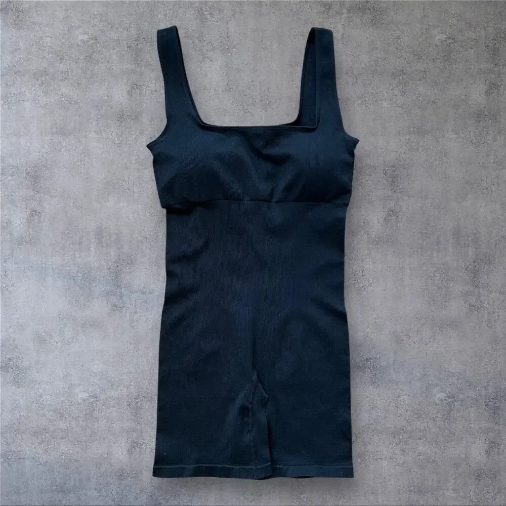 Popilush Black Bodysuit Shapewear Romper Tummy Control Workout Romper Large NEW! - Picture 4 of 7